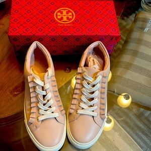 Tory Burch sport ruffled tennis shoes leather